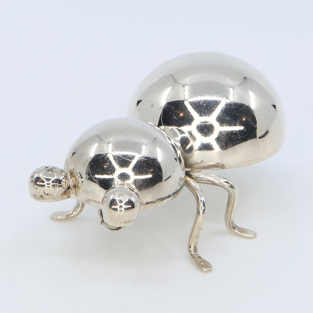 Vintage 925 Sterling Silver Taxco Mexico Pop Eye Bug or Beetle Figural Brooch